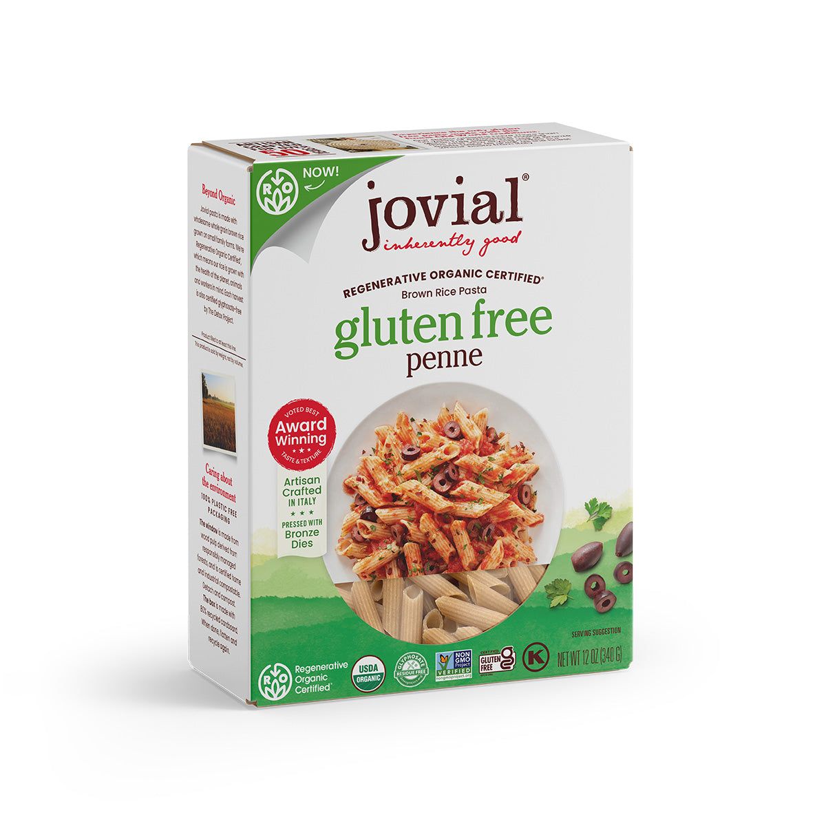 Jovial Organic Brown Rice Penne Rigate - 12 oz