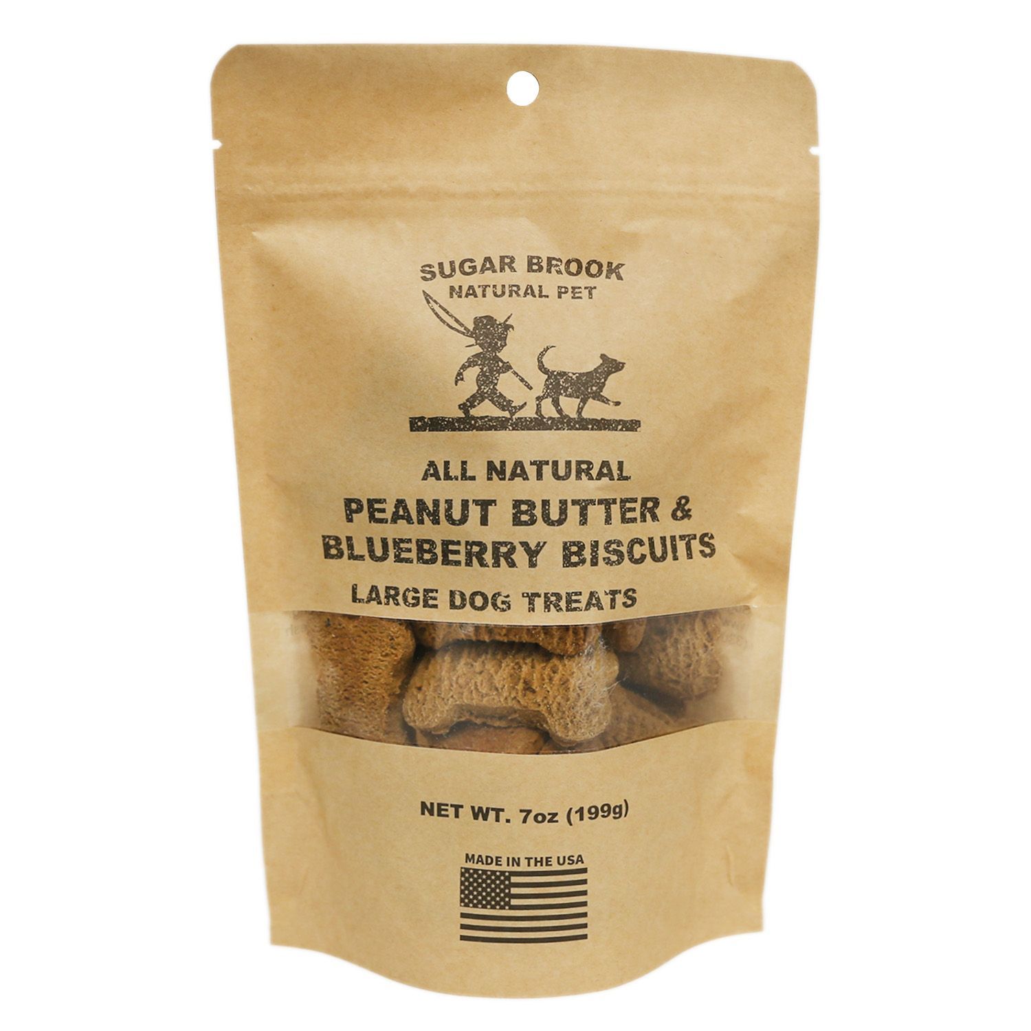 Sugar Brook Peanut Butter &amp; Blueberry Biscuits Large Dog Treats - 7 oz