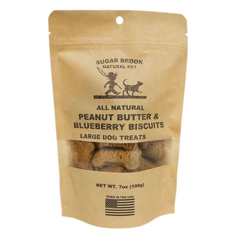 Sugar Brook Peanut Butter &amp; Blueberry Biscuits Large Dog Treats - 7 oz