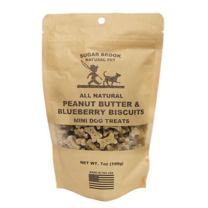 Sugar Brook Peanut Butter &amp; Blueberry Biscuits Mini Dog Treats - 7 oz