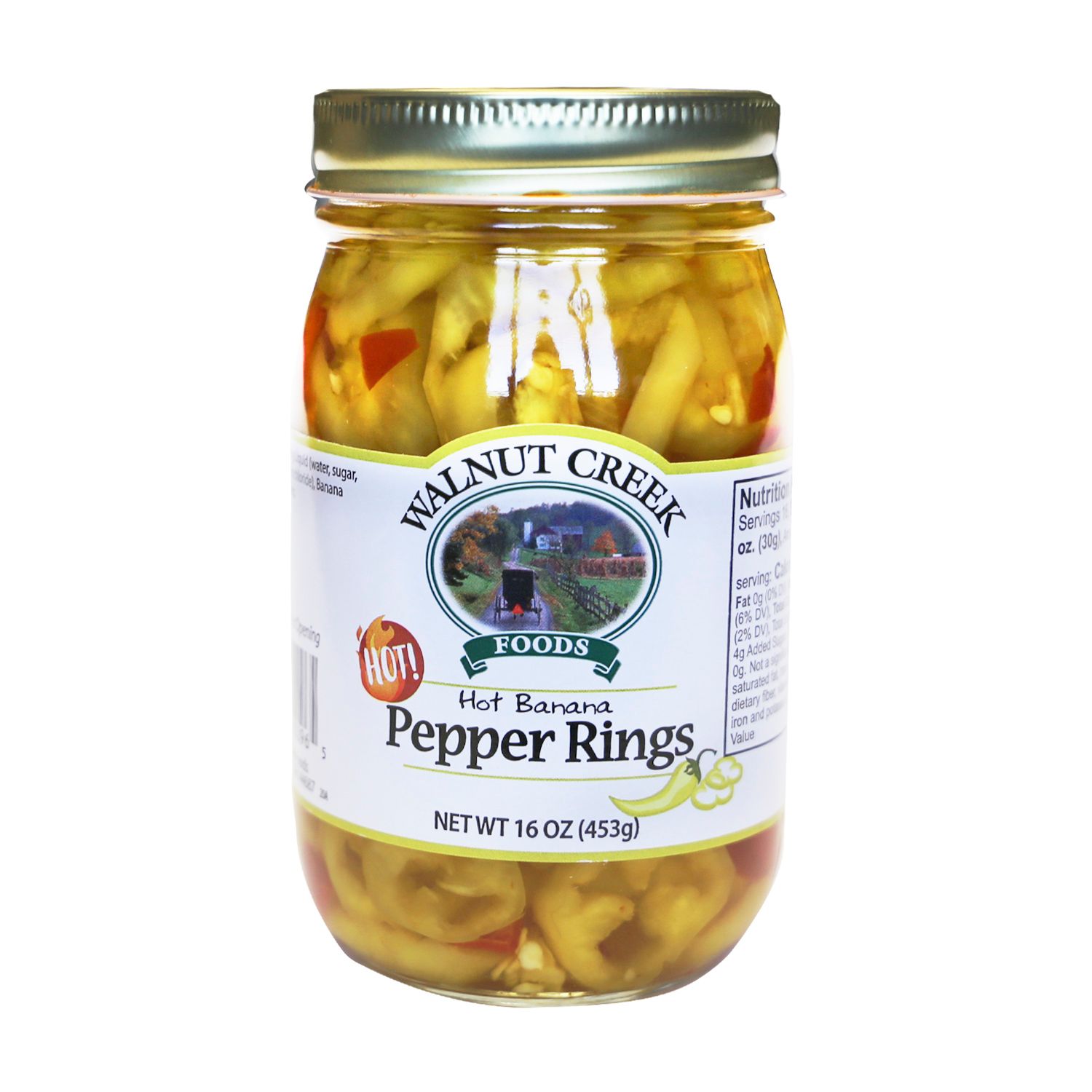 Walnut Creek Hot Banana Pepper Rings - 16 oz