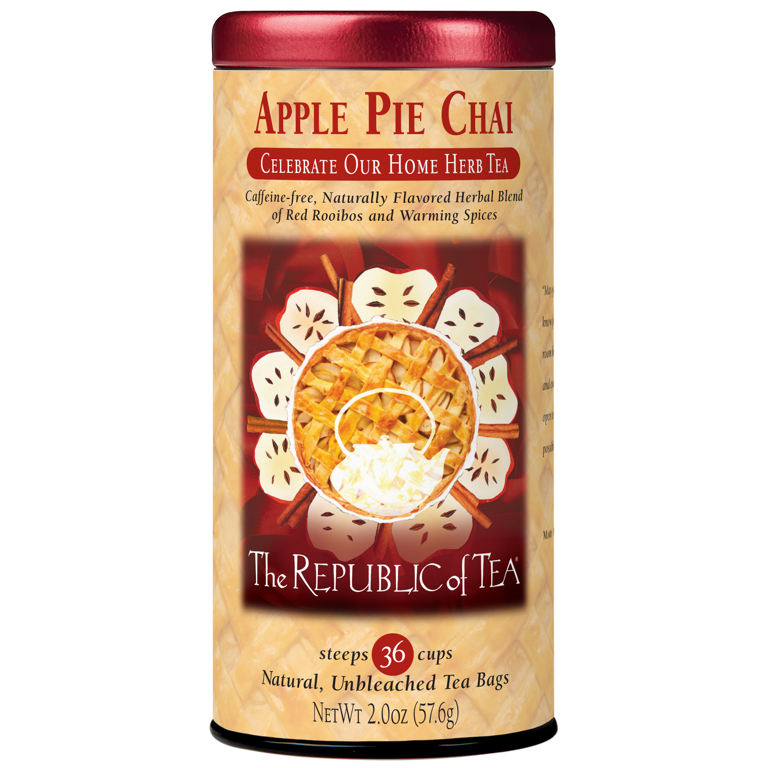 Republic of Tea Apple Pie Chai Herbal Tea - 36 Tea Bags