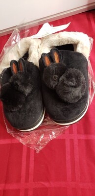 NEW BLK bunny SLIPPERS