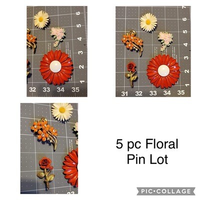 5 pc Floral Pin Lot