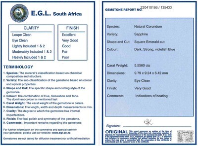5.55ct Blue Sapphire
