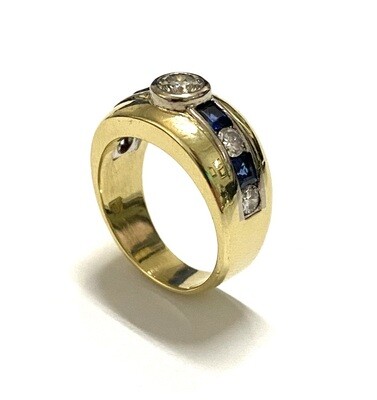 18k Gold diamond and sapphire ring R52000