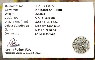 Sri Lankjan Type Natural Sapphire 2.336ct