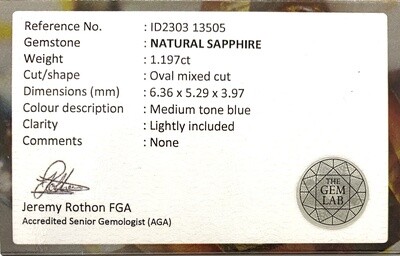 Natural Sapphire 1.197ct $1070