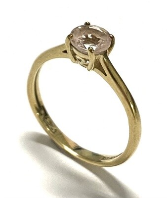 9K yellow gold morganite solitaire ring