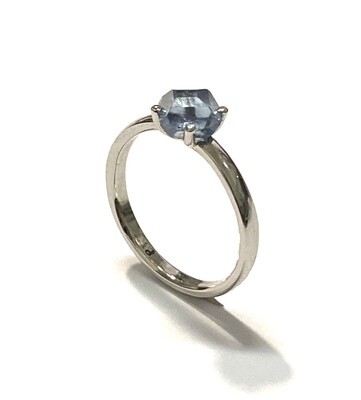 Platinum Lab grown rough diamond crystal ring