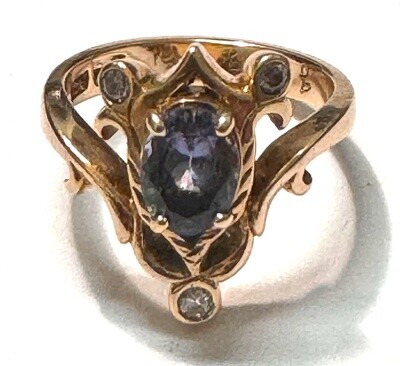 9K rose gold diamond and tanzanite ring valued at R28800