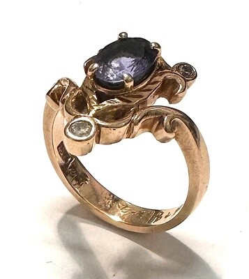 9K rose gold diamond and tanzanite ring valued at R28800