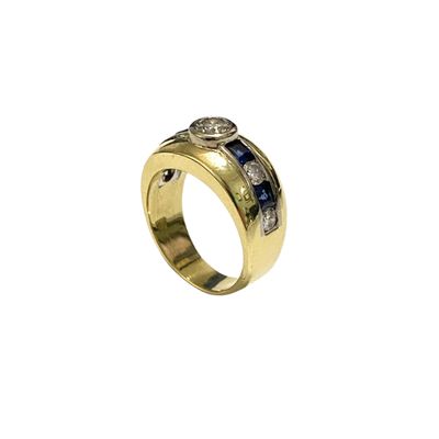 18k Gold Diamond and Sapphire Ring