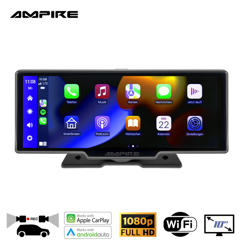AMPIRE CPM101 – divkanālu Full HD videoreģistrators ar CarPlay/Android Auto