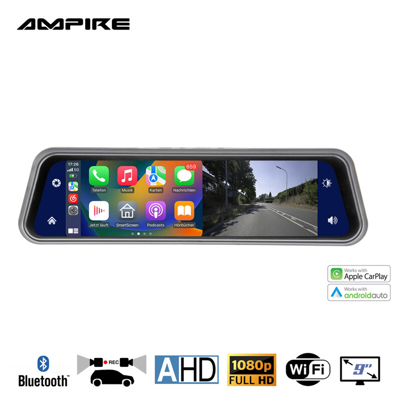 AMPIRE CPS090 – divkanālu Full HD videoreģistrators ar CarPlay/Android Auto