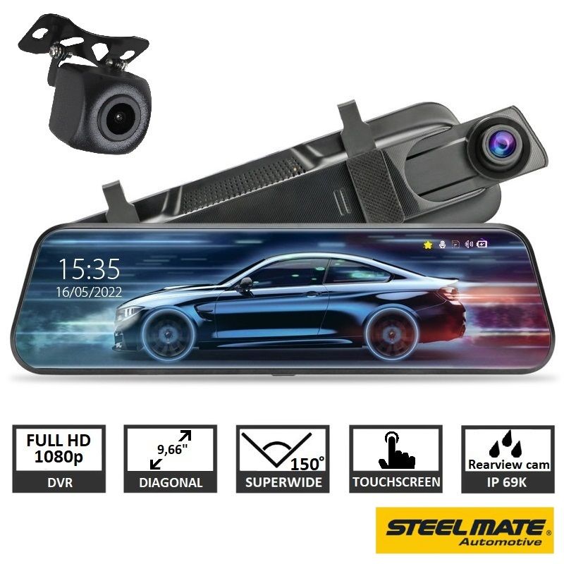 STEELMATE M700 - Full HD videoreģistrators-spogulis ar divām kamerām