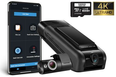 THINKWARE DASH CAM U1000 PLUS – 4K/UHD 2160p videoreģistrators ar divam kameram, Wi-Fi un GPS