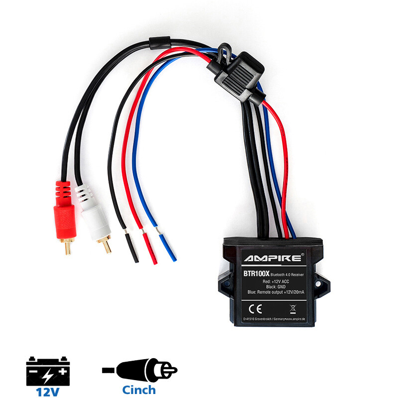 Ampire BTR100X automašīnas Bluetooth audio uztvērējs Ampire BTR100X automašīnas Bluetooth audio uztvērējs