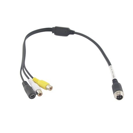 RCA-M12 M 4-pin uz RCA kameras adapteris RCA-M12 M 4-pin uz RCA kameras adapteris