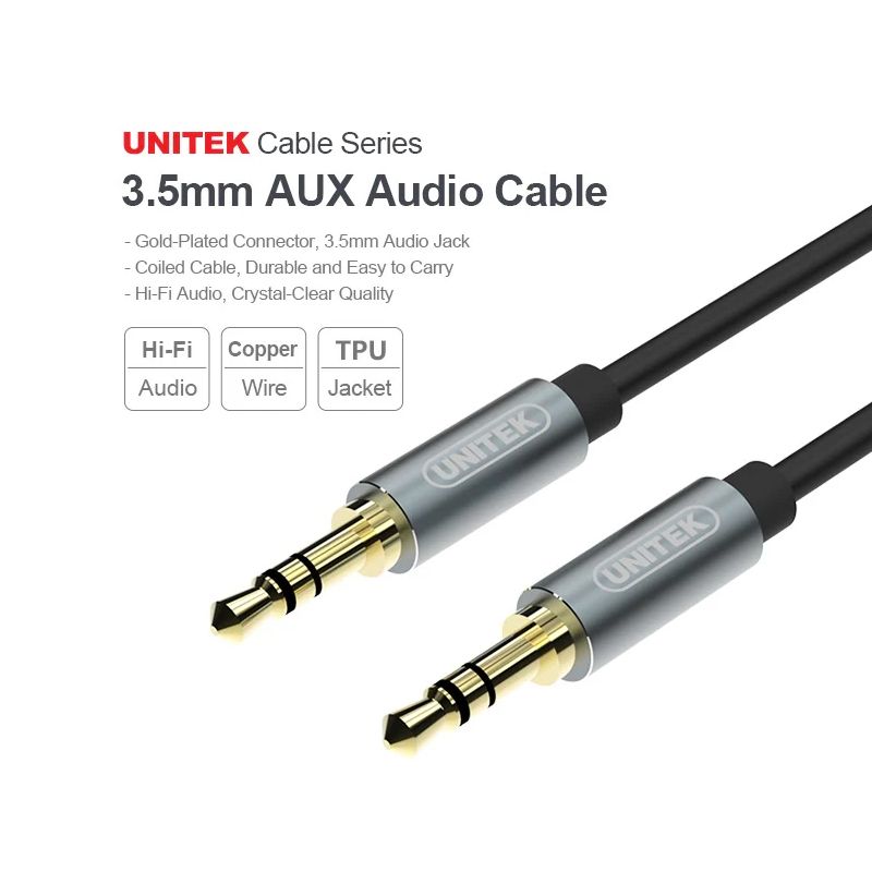 Unitek Y-C930ABK 3.5mm uz 3.5mm kabelis 5m Unitek Y-C930ABK 3.5mm uz 3.5mm kabelis 5m