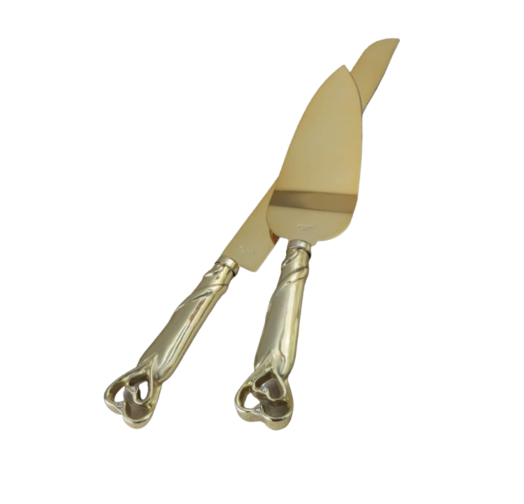 Gold Cake Cutting &amp; Serving Set