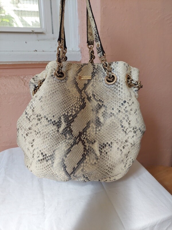 Kate Spade New York silver snakeskin handle bag