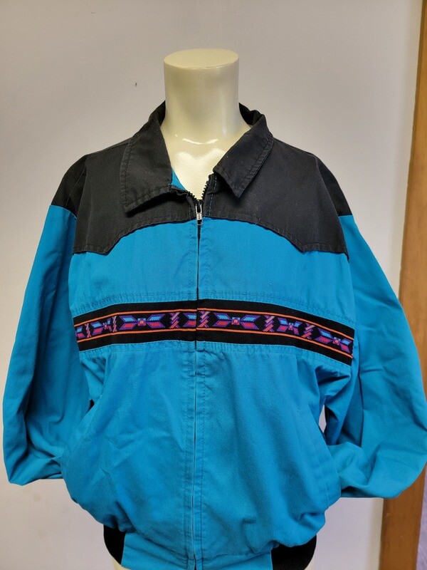 Vintage XL Santa Fe Trail Aztec Ribbon Jacket