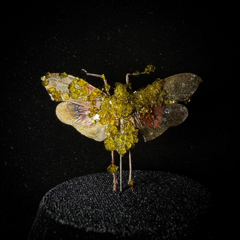 Sunburst Lanternfly with Peridot Crystals