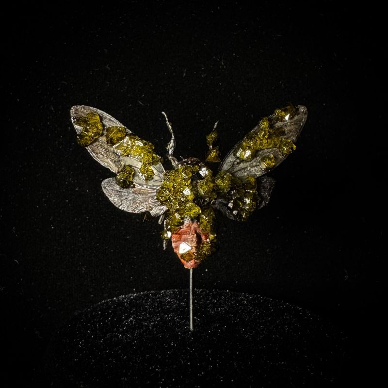 Red Devil Cicada with Peridot Crystals
