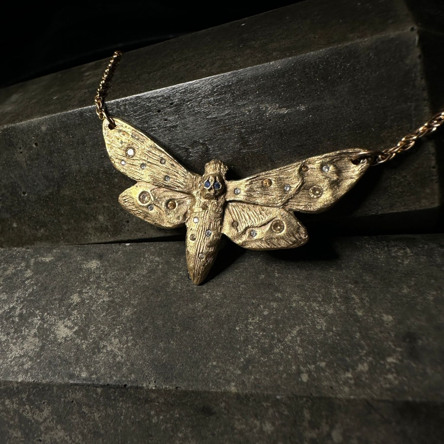 Death Head Moth Bronze Pendant on Chain