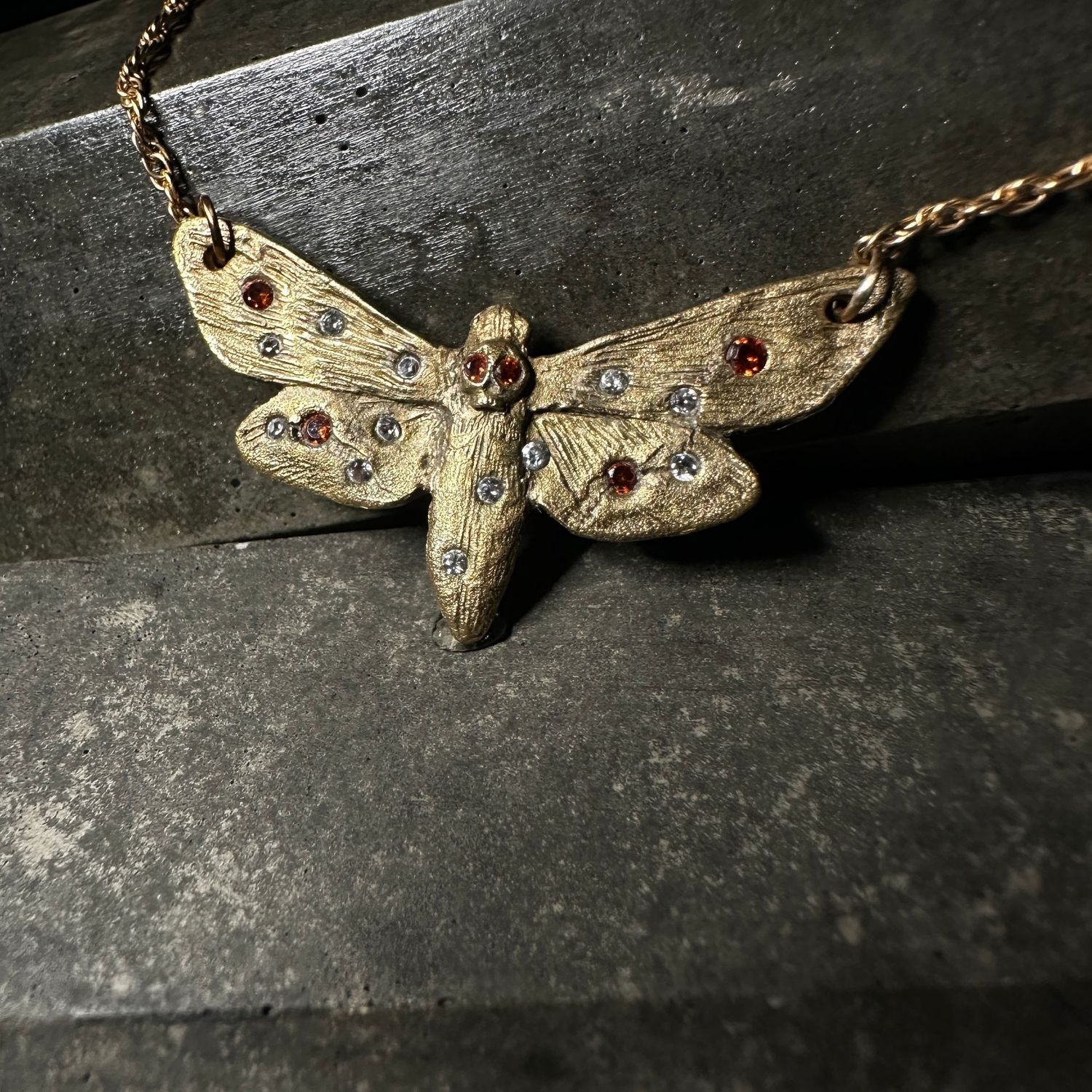 Death Head Moth Bronze Pendant on Chain