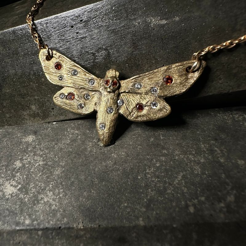 Death Head Moth Bronze Pendant on Chain
