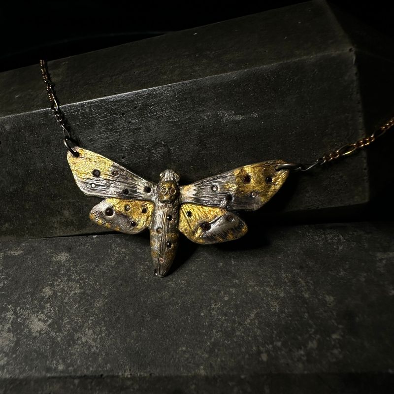 Death Head Moth Silver Pendant on Chain