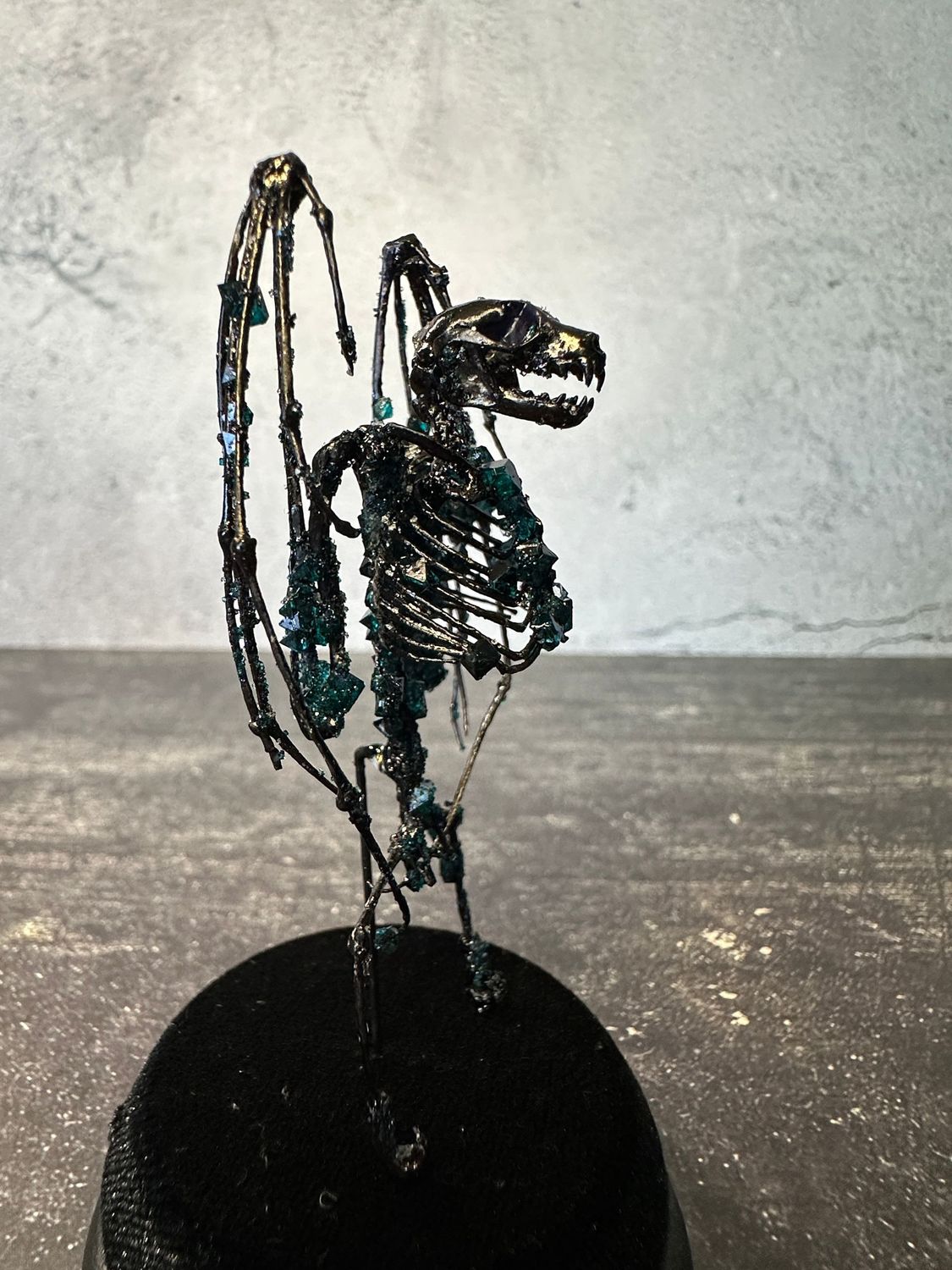 Bat Skeleton (Vegan) with Teal Crystals