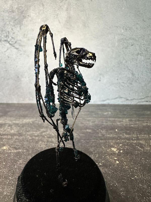 Bat Skeleton (Vegan) with Teal Crystals