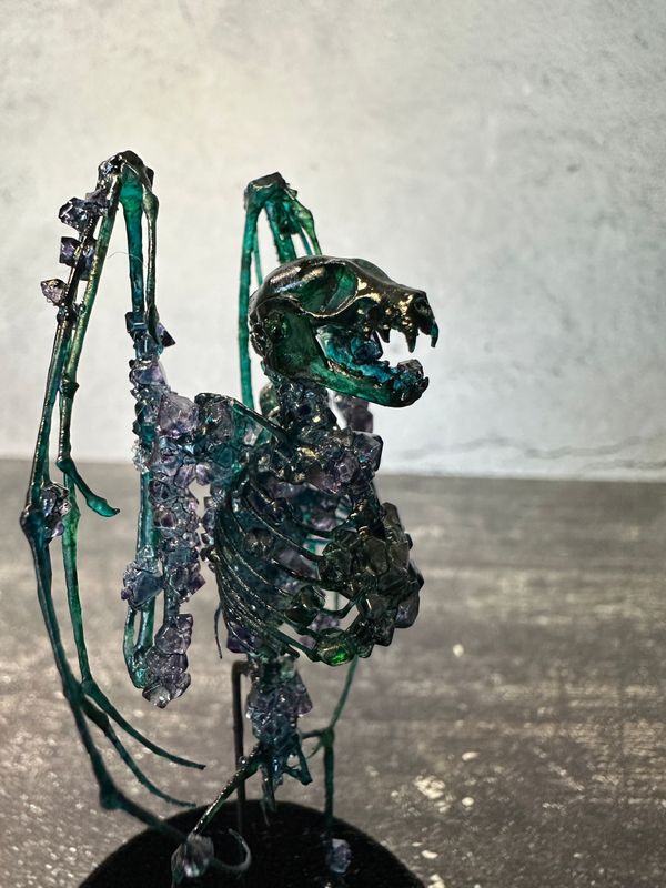 Bat Skeleton (Vegan) with Lavender Crystals