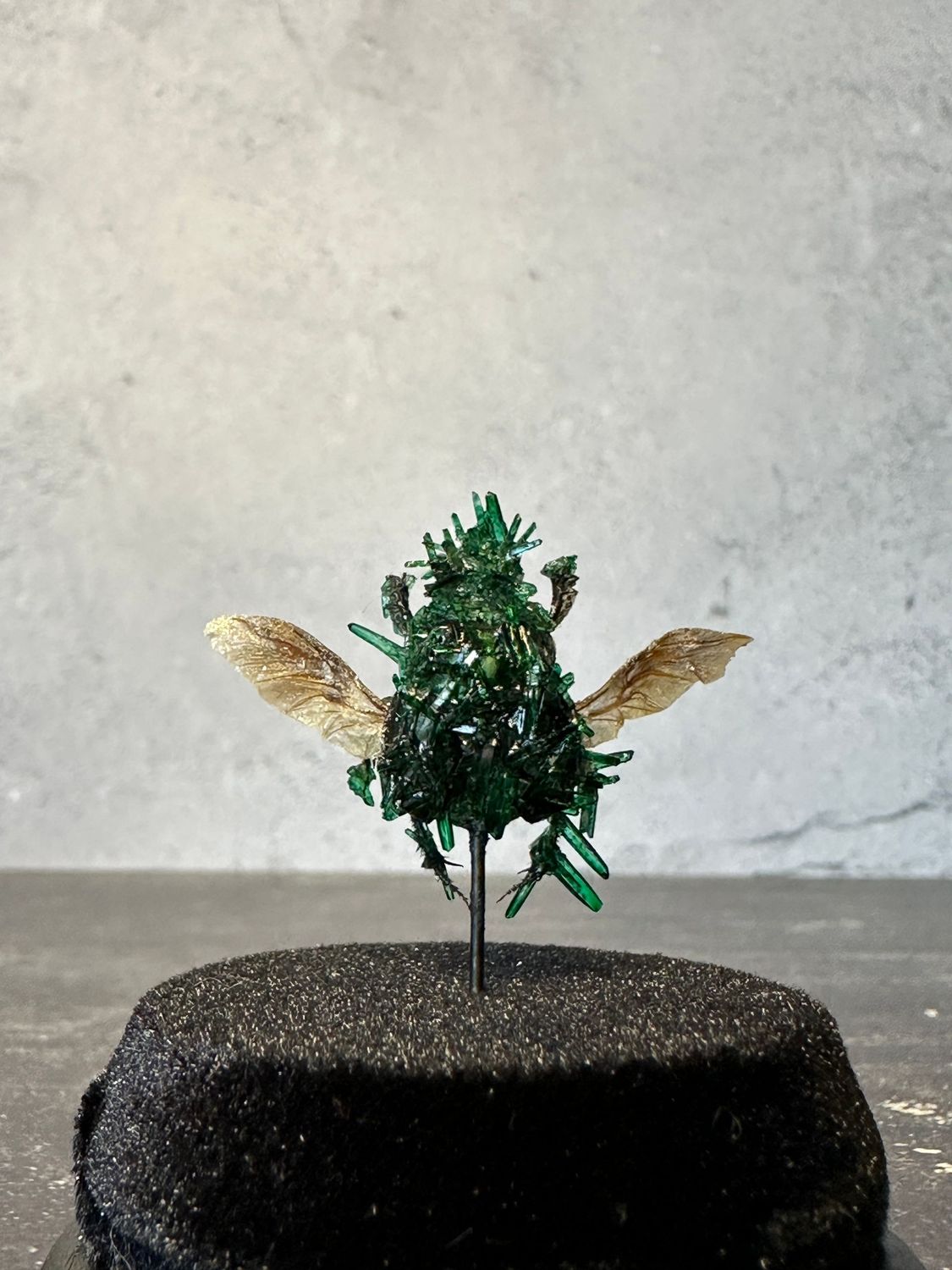 Green Scarab with Emerald Crystals