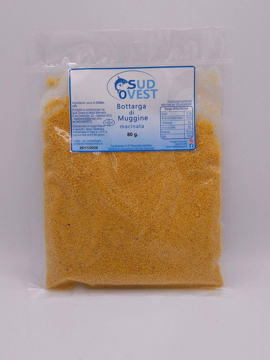 Bottarga di muggine macinata in busta 80g