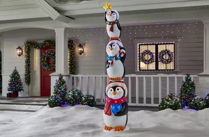 8 ft. Giant -Sized LED Stacked Penguins CHRISTMAS Yard Decoration IN STOCK
