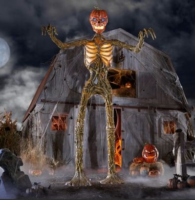 12 FT INFERNO PUMPKIN SKELETON ANIMATED IN STOCK NOW