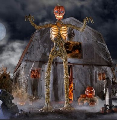 12 FT INFERNO PUMPKIN SKELETON ANIMATED IN STOCK NOW 12 FT INFERNO PUMPKIN SKELETON ANIMATED IN STOCK NOW
