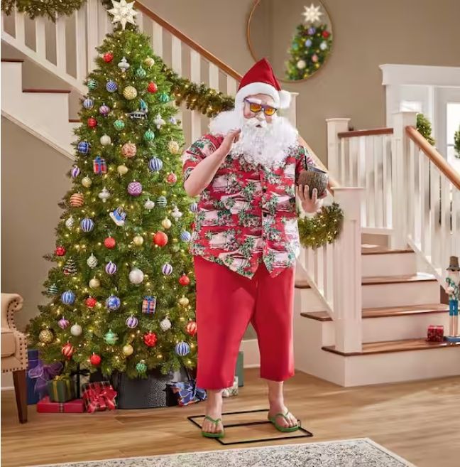 HOME DEPOT 6 ft. Animated Beach Santa CHRISTMAS ANIMARONIC DECORATION IN STOCK