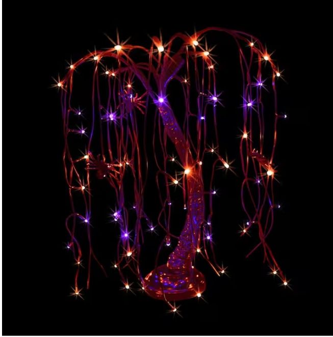 2 ft. Purple Pre-Lit LED Artificial Christmas Tree Halloween Willow Tree