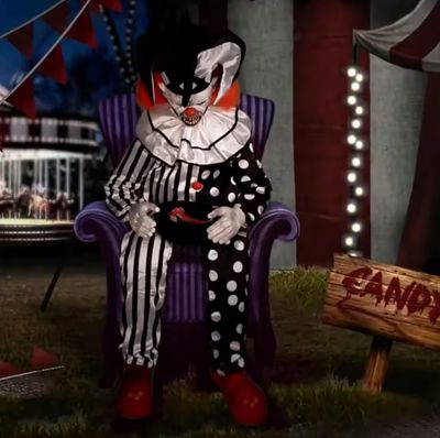 Hartley the Sitting Scare Clown by Tekky, Premium Talking Halloween Animatronic, Plug-In or Battery PRE ORDER NOW IN STOCK in USA
