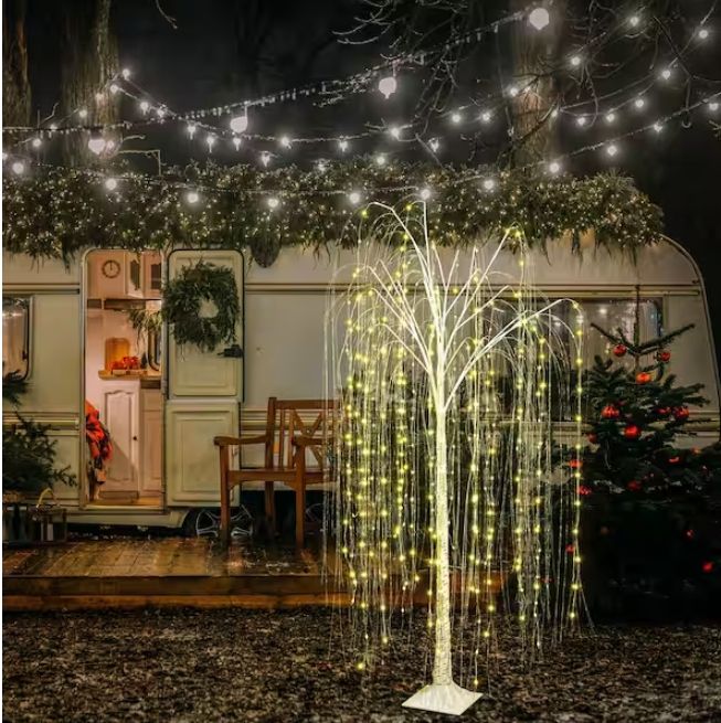6 ft. 28 8-Light Warm White Lighted Willow Tree LED Tree Halloween Decor for Indoor Outdoor Decoration