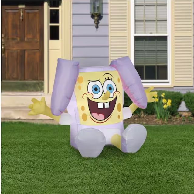 2.6 ft. Tall Airblown Spongebob in Easter Outfit