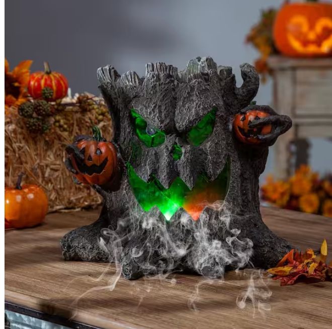 12.4 in. L Electric Smoking Haunted Tree Stump