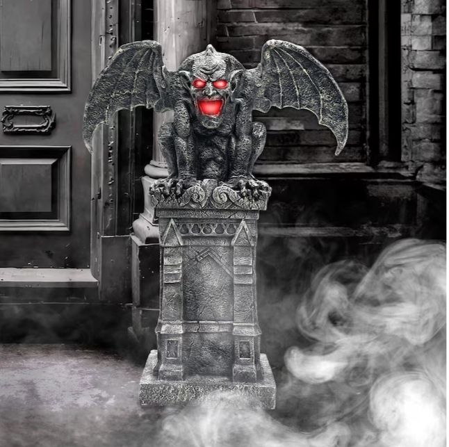Haunted Hill Farm 3.58-ft Freestanding Motion Activated Church Bells Sound Gargoyle Animatronic