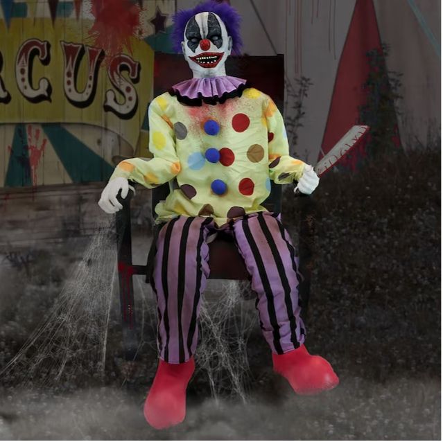 Haunted Hill Farm 4-ft Lighted Animatronic Stanley, the Thrashing Clown