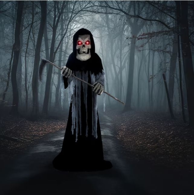 Haunted Hill Farm 8.5-ft Freestanding Motion Activated Talking Lighted Reaper Animatronic